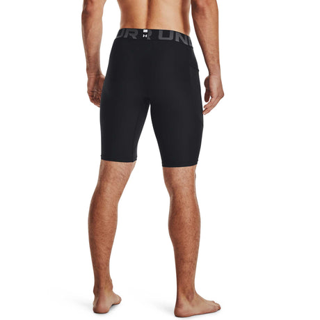 UA HeatGear Shorts 9 po avec poche pour homme dos - Noir / Blanc