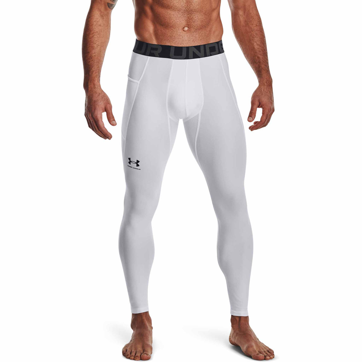 Under Armour HeatGear Armour Leggings pantalons de compression pour homme - White / Black
