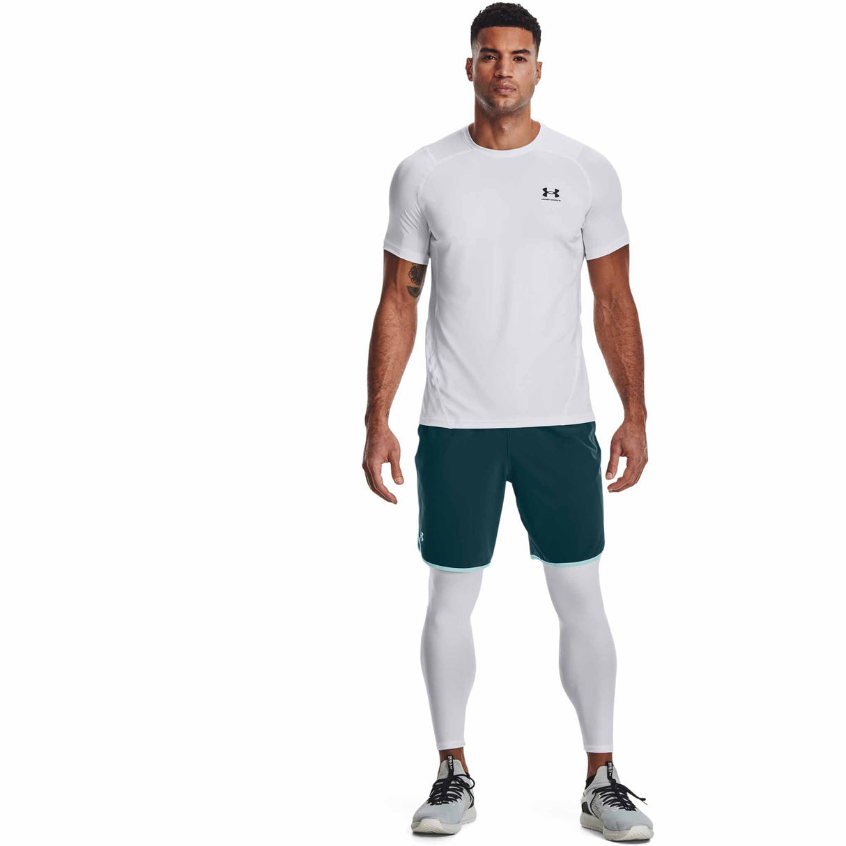 Under Armour HeatGear Armour Leggings pantalons de compression pour homme - White / Black