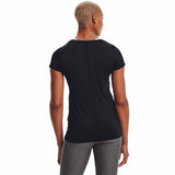 UA HeatGear t-shirt manches courtes femme dos- noir / argent métallique