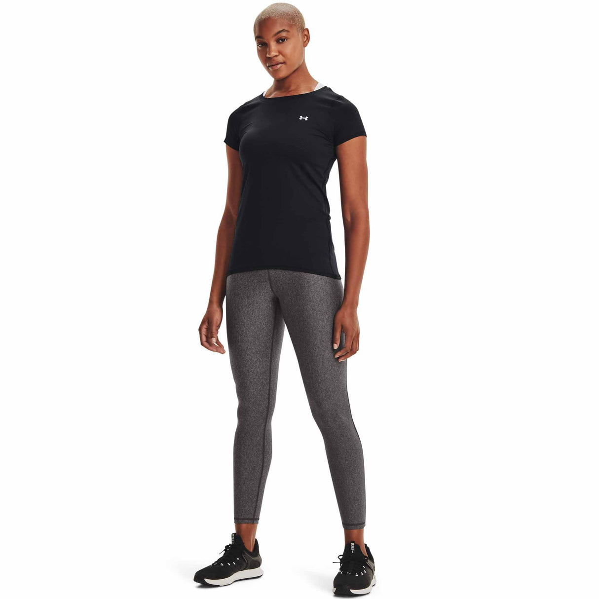 UA HeatGear t-shirt manches courtes femme live- noir / argent métallique