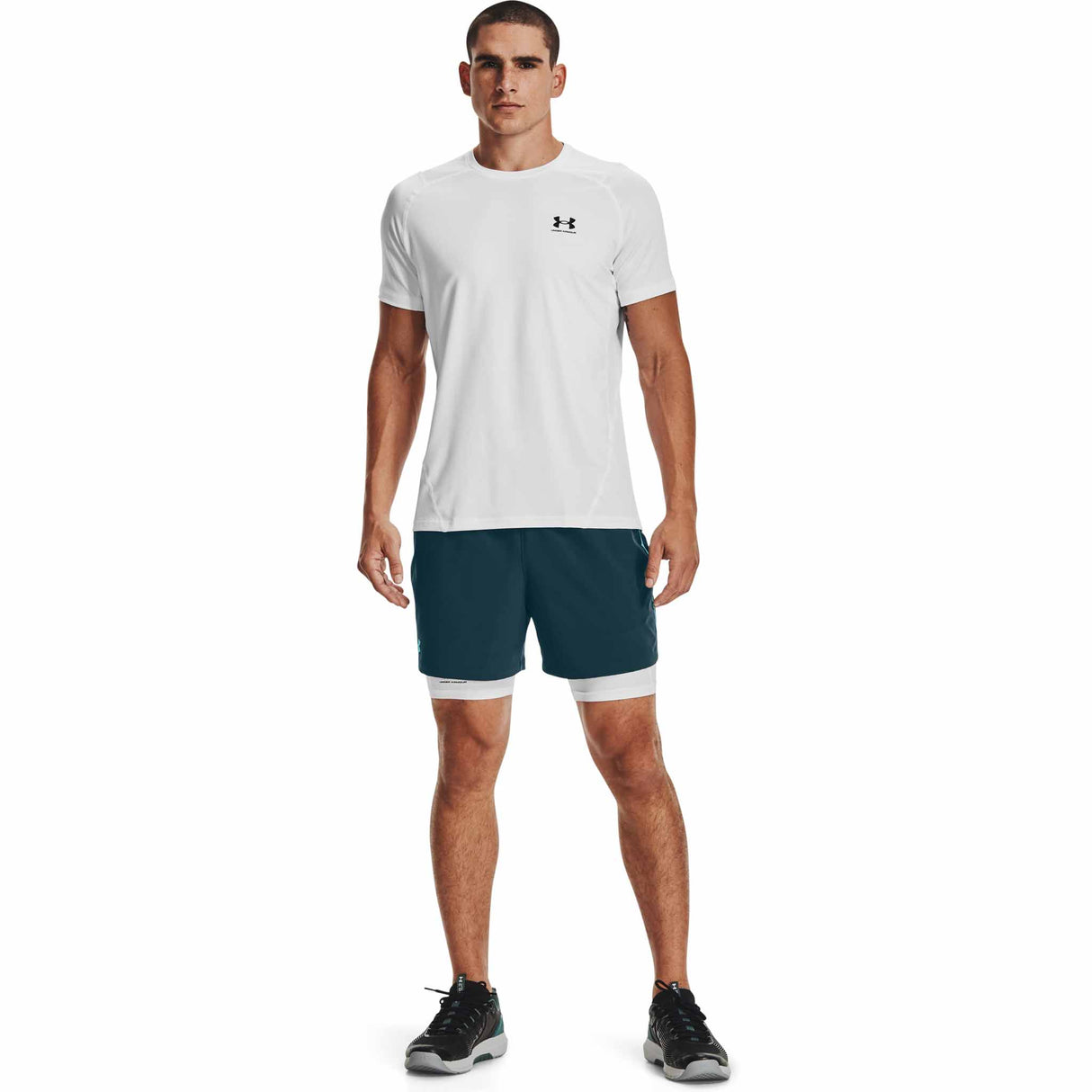 Under Armour HeatGear Shorts de compression pour homme - Blanc