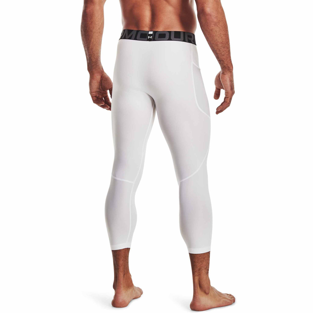 UA HeatGear Armour Leggings 3/4 pantalons de compression pour homme - Blanc / Noir