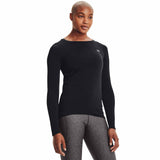 Under Armour HatGear haut manches longues femme face - Noir / Argent métallique