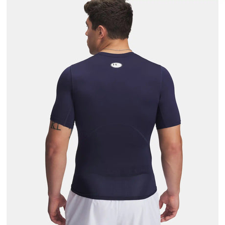 Under Armour UA HeatGear Armour - T-shirt à manches courtes homme - Bleu marine minuit / Blanc