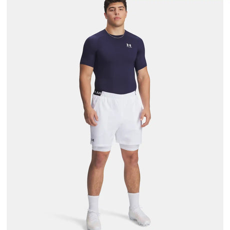 Under Armour UA HeatGear Armour - T-shirt à manches courtes homme - Bleu marine minuit / Blanc