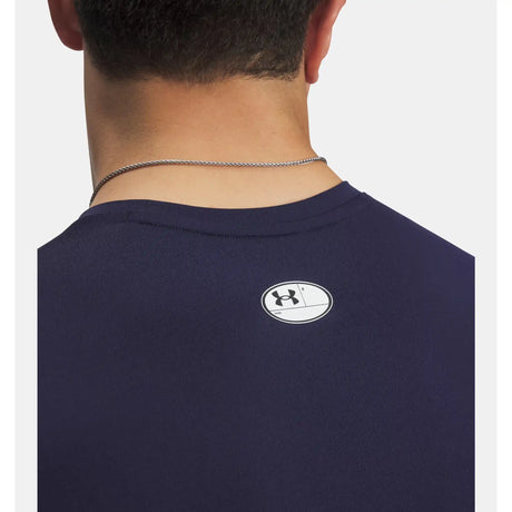 Under Armour UA HeatGear Armour - T-shirt à manches courtes homme - Bleu marine minuit / Blanc