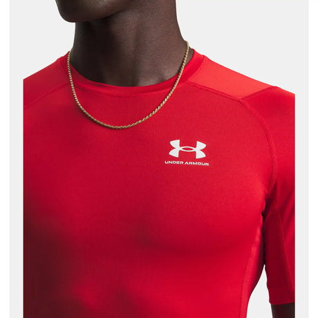 Under Armour UA HeatGear Armour - T-shirt à manches courtes homme - Rouge / Blanc