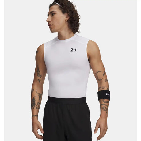 Under Armour UA HeatGear Armour - haut sans manches pour homme - Blanc / Noir