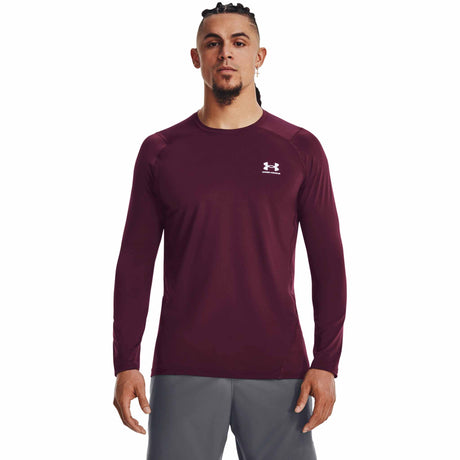 UA HeatGear Armour Fitted T-shirt à manches longues pour hommes - Marron foncé