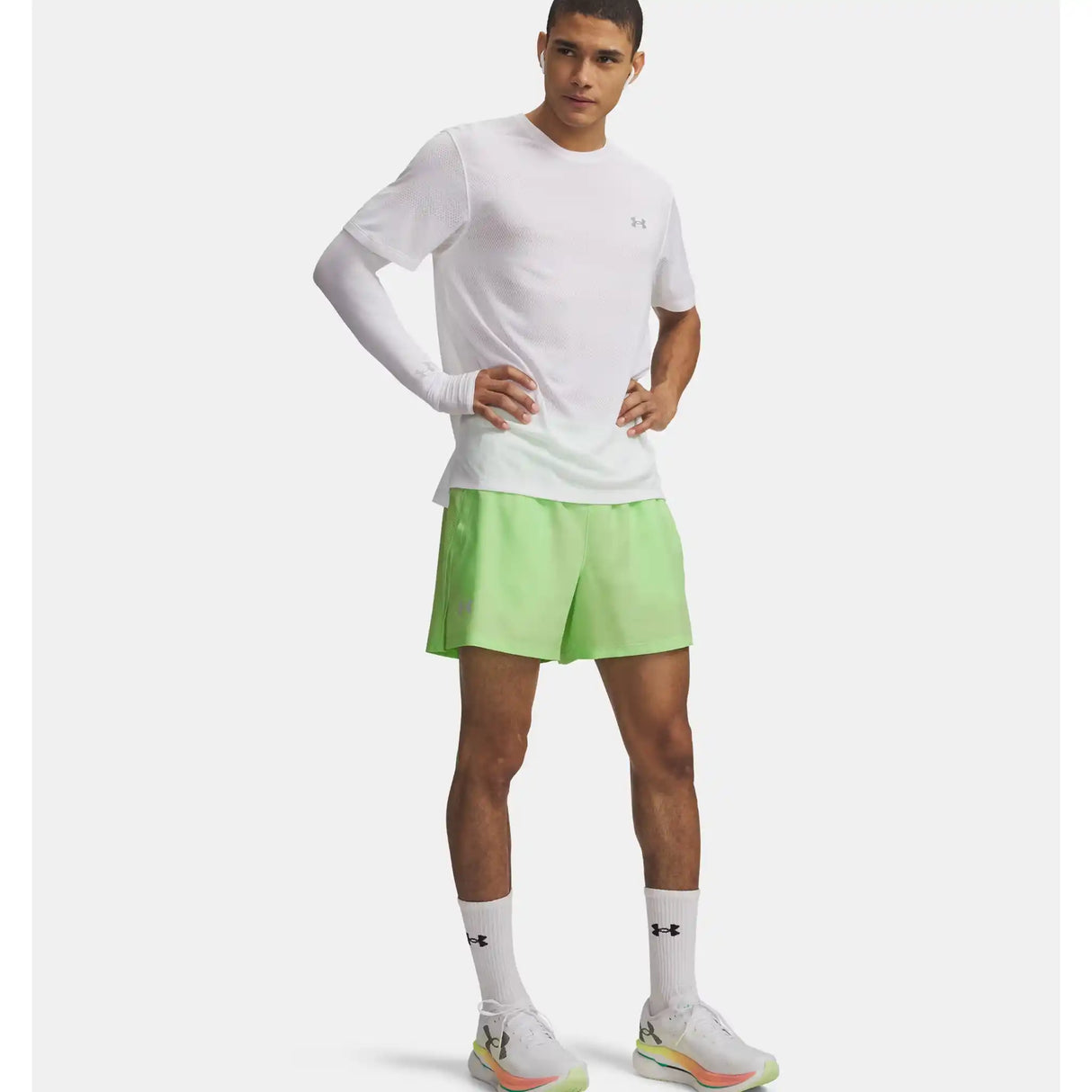 Under Armour UA Launch short de course à pied 13 cm (5 po) pour homme - Lumos Lime / Reflective
