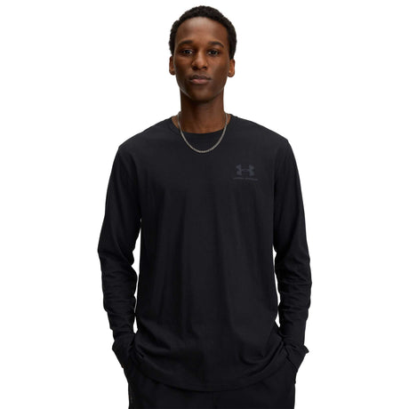 UA haut à manches longues avec logo imprimé à gauche pour homme - Black / Pitch Grey
