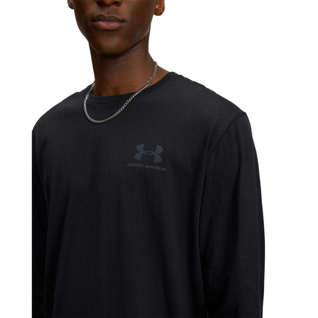 UA haut à manches longues avec logo imprimé à gauche pour homme details - Black / Pitch Grey