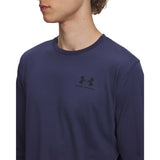 UA haut à manches longues avec logo imprimé à gauche pour homme details - Washed Navy / Black