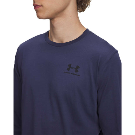 UA haut à manches longues avec logo imprimé à gauche pour homme details - Washed Navy / Black