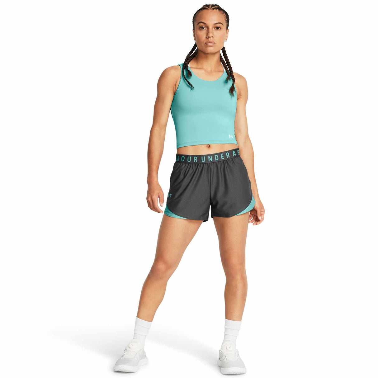 UA Play Up 3.0 Shorts sport pour femme live - Castlerock / Radial Turquoise