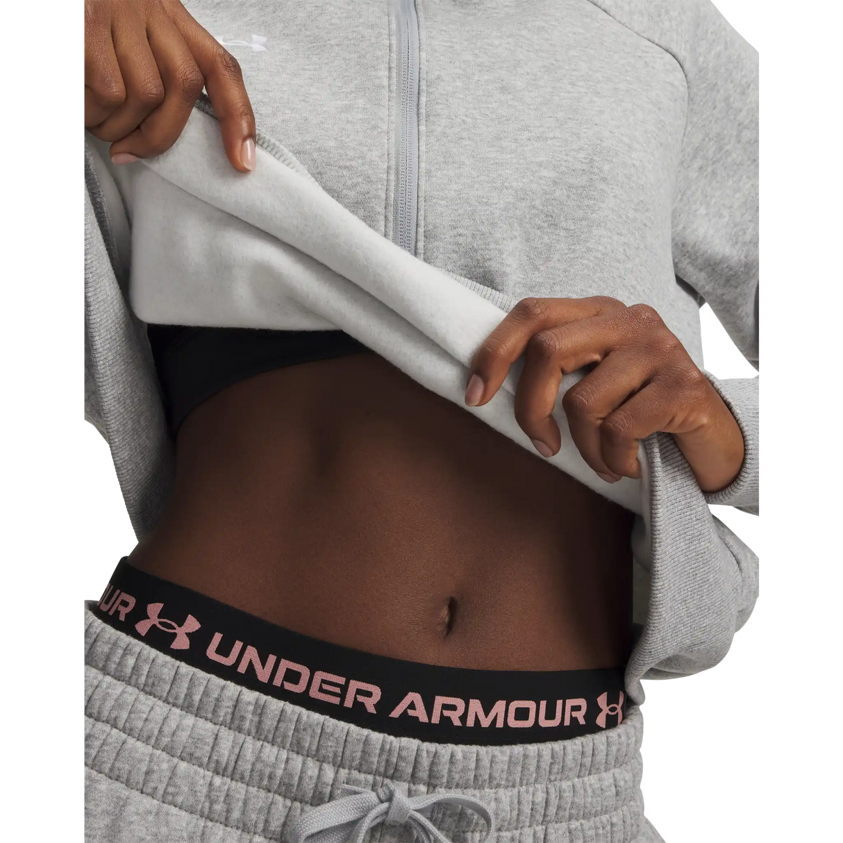 UA Rival 1/2 Zip chandail en molleton femme - Mod Grey Light Heather / White