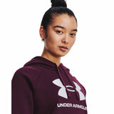 UA Rival Fleece Big Logo Hoodie chandail en molleton à capuche femme - Dark Maroon / White