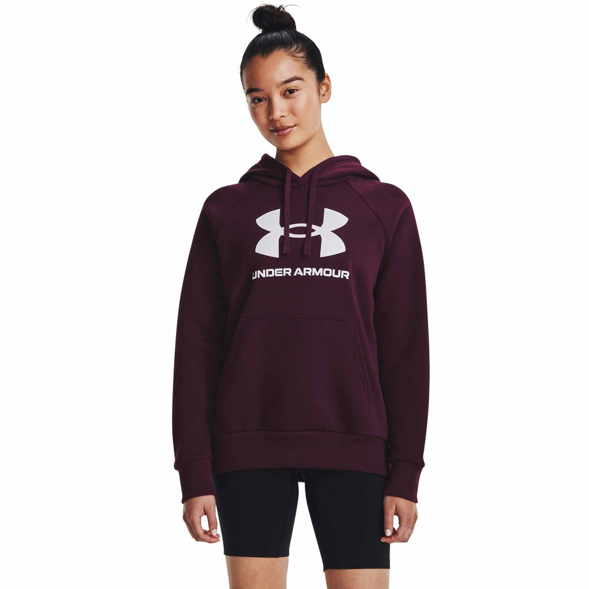 UA Rival Fleece Big Logo Hoodie chandail en molleton à capuche femme - Dark Maroon / White