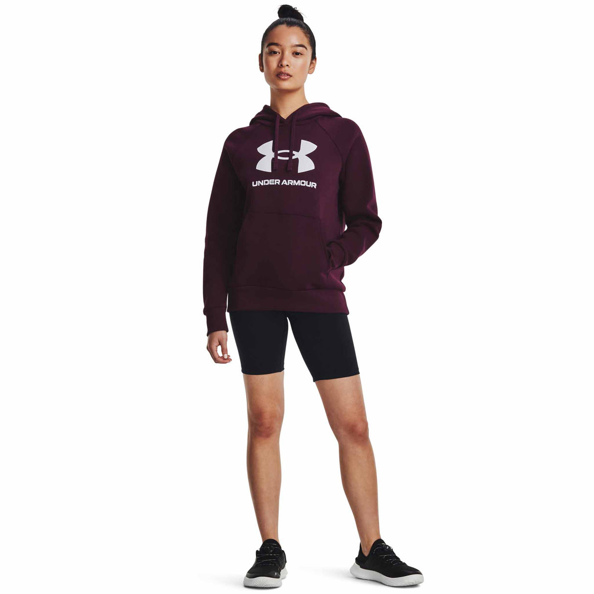 UA Rival Fleece Big Logo Hoodie chandail en molleton à capuche femme - Dark Maroon / White