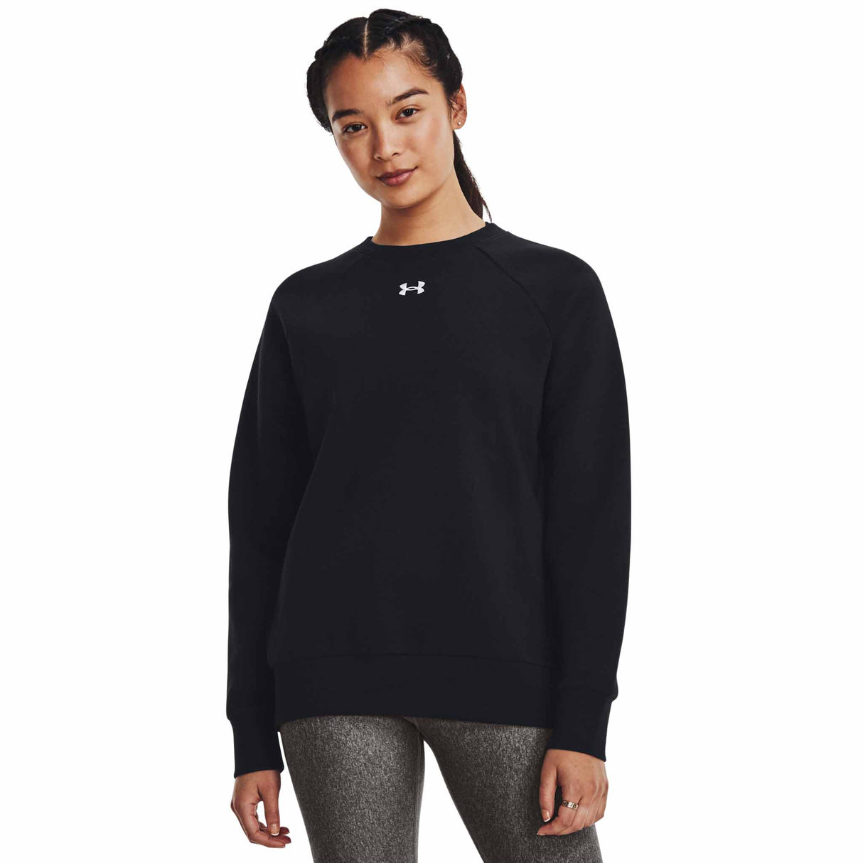 UA Rival Fleece Crew chandail en molleton femme - Noir / Blanc