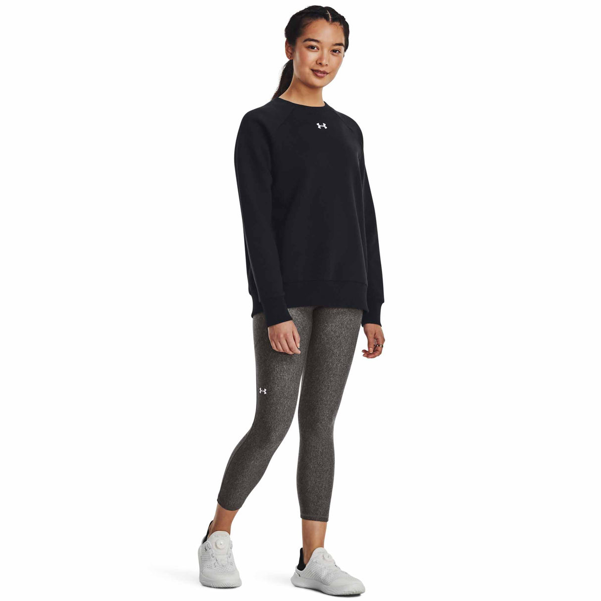 UA Rival Fleece Crew chandail en molleton femme - Noir / Blanc