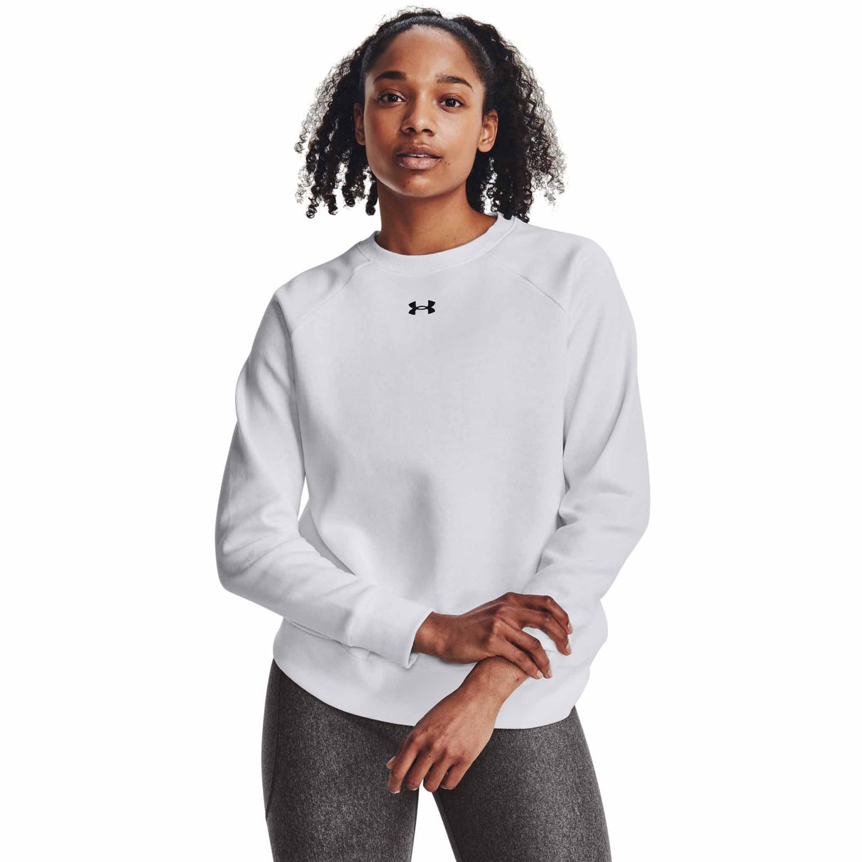 UA Rival Fleece Crew chandail en molleton femme - Blanc / Noir