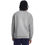 Under Armour Rival Fleece Crew chandail pour homme dos - Castlerock Light Heather / Blanc