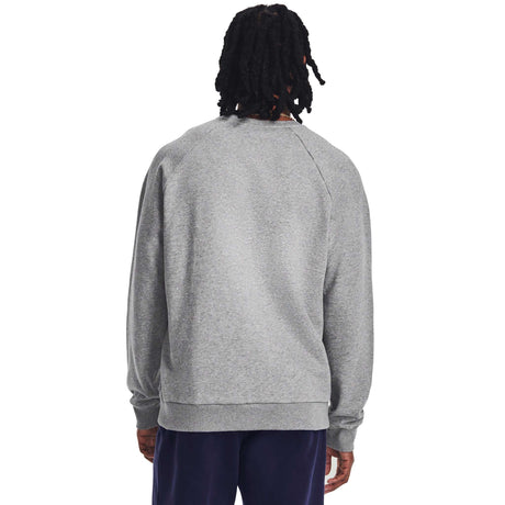 Under Armour Rival Fleece Crew chandail pour homme dos - Castlerock Light Heather / Blanc