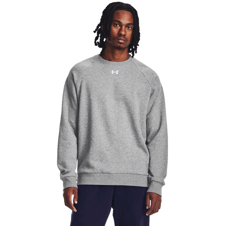 Under Armour Rival Fleece Crew chandail pour homme - Castlerock Light Heather / Blanc