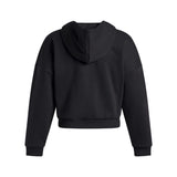 Under Armour Rival chandail à capuchon en molleton passepoilé femme dos - Noir / Blanc