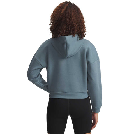 Under Armour Rival chandail à capuchon en molleton passepoilé femme dos - Jasper Blue / Blanc