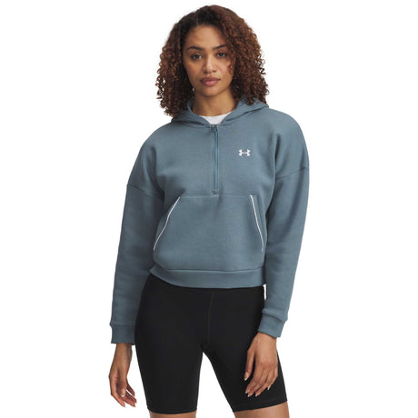 Under Armour Rival chandail à capuchon en molleton passepoilé femme - Jasper Blue / Blanc
