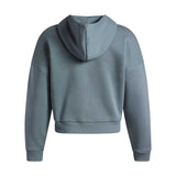 Under Armour Rival chandail à capuchon en molleton passepoilé femme dos - Jasper Blue / Blanc