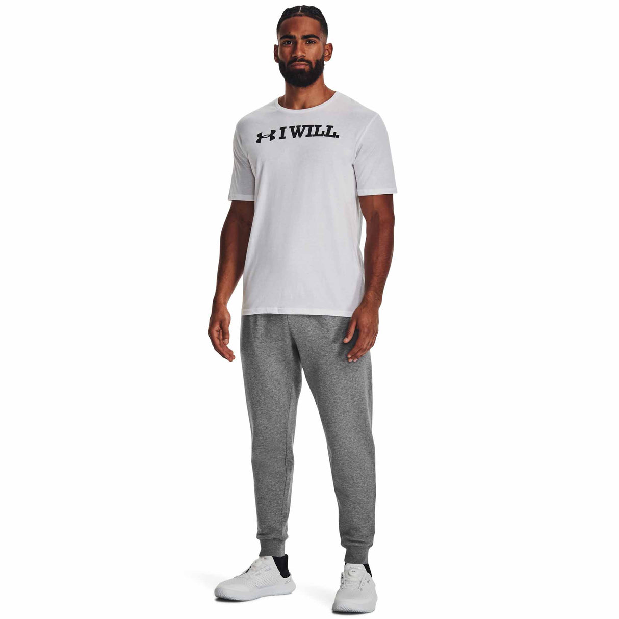 Under Armour Rival Fleece Joggers en molleton pour homme - Castlerock Light Heather / White