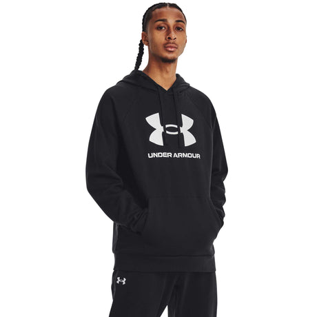 UA Rival Fleece Logo Hoodie sweatshirt à capuchon homme - noir / blanc