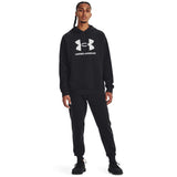 UA Rival Fleece Logo Hoodie sweatshirt à capuchon homme face- noir / blanc