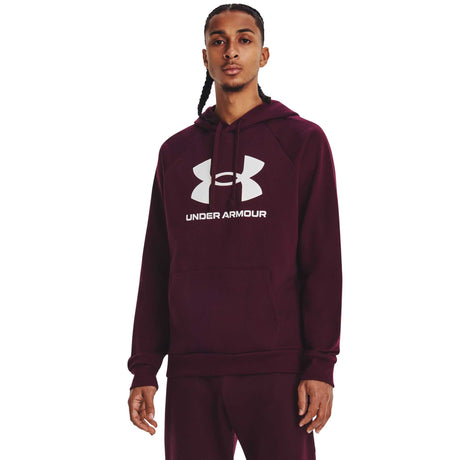 UA Rival Fleece Logo Hoodie sweatshirt à capuchon homme - marron / blanc