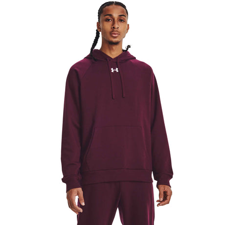 UA Rival Fleece Hoodie sweatshirt à capuchon homme - marron / blanc