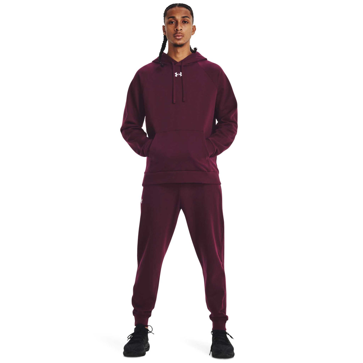 UA Rival Fleece Hoodie sweatshirt à capuchon homme live- marron / blanc