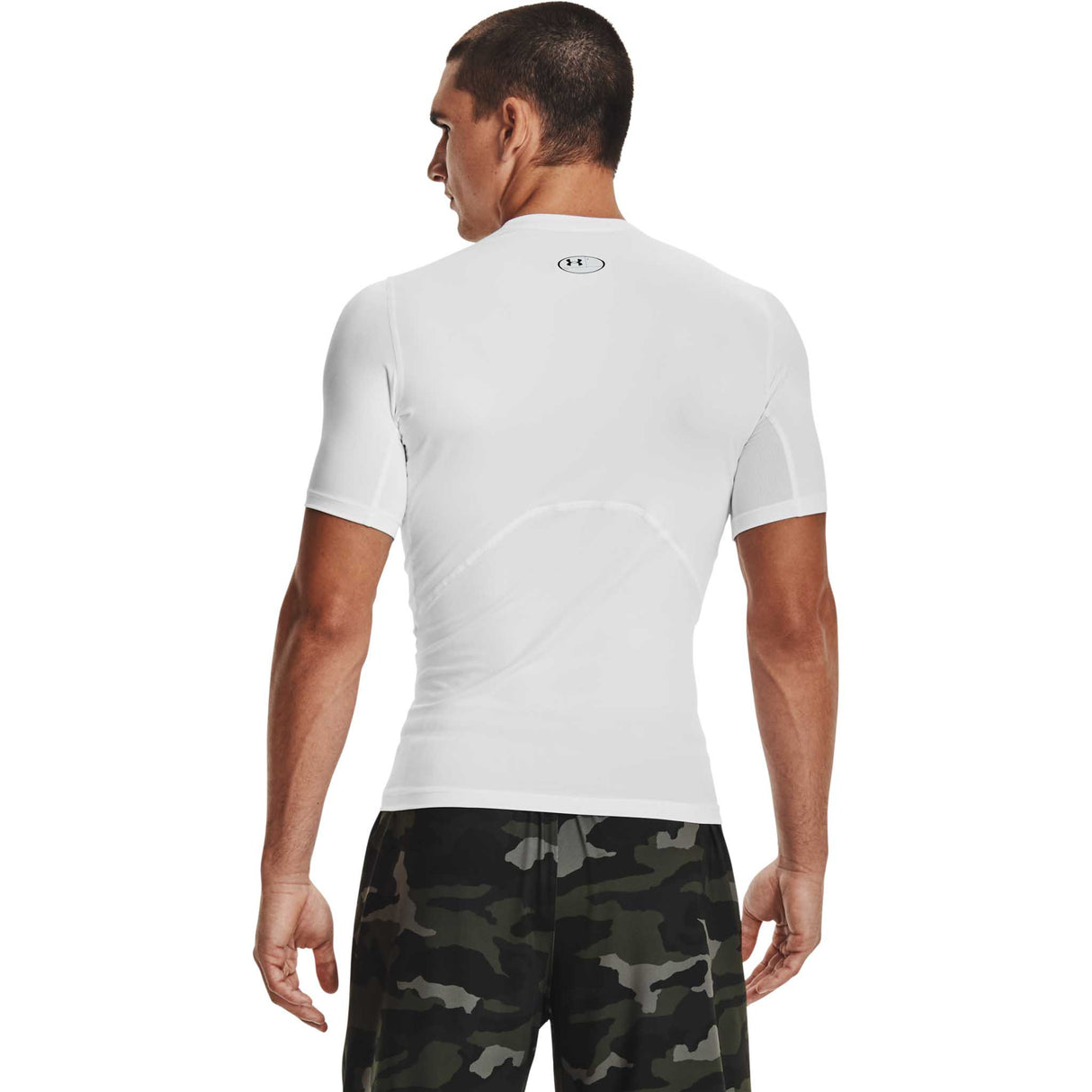 UA HeatGear Armour - T-shirt à manches courtes homme dos- blanc / noir