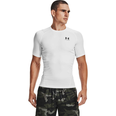 UA HeatGear Armour - T-shirt à manches courtes homme - blanc / noir