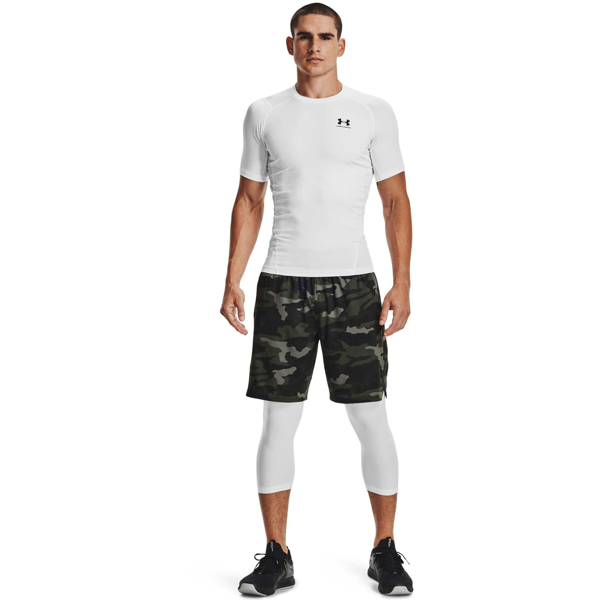 UA HeatGear Armour - T-shirt à manches courtes homme face- blanc / noir