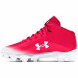 Under Armour Spotlight Franchise 4.0 RM JR chaussures de football enfant lateral- blanc / rouge