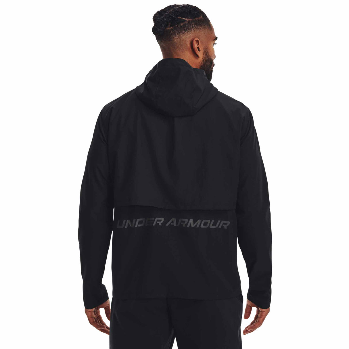 UA Storm Run veste à capuchon homme dos live - Black / Jet Gray Reflective