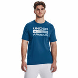 UA Team Issue - Haut à manches courtes avec inscription pour homme - Bleu Varsity