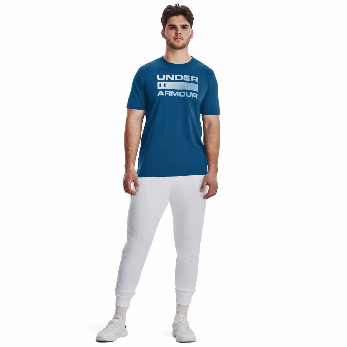 UA Team Issue - Haut à manches courtes avec inscription pour homme - Bleu Varsity