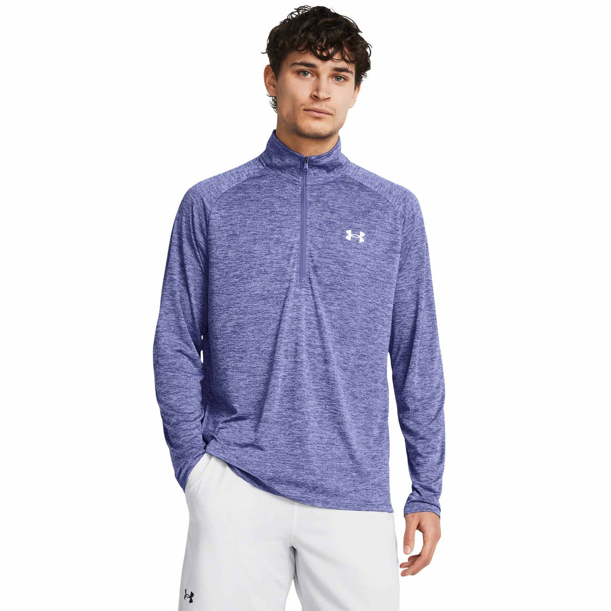 UA Tech 2.0 Half Zip chandail de course à pied pour homme - Starlight / White