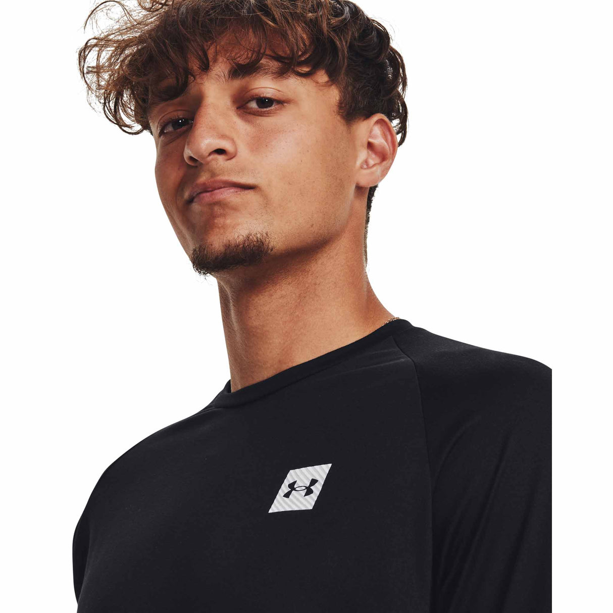 Under Armour Tech Print Fill Long Sleeve t-shirt de course pour homme - Black / White