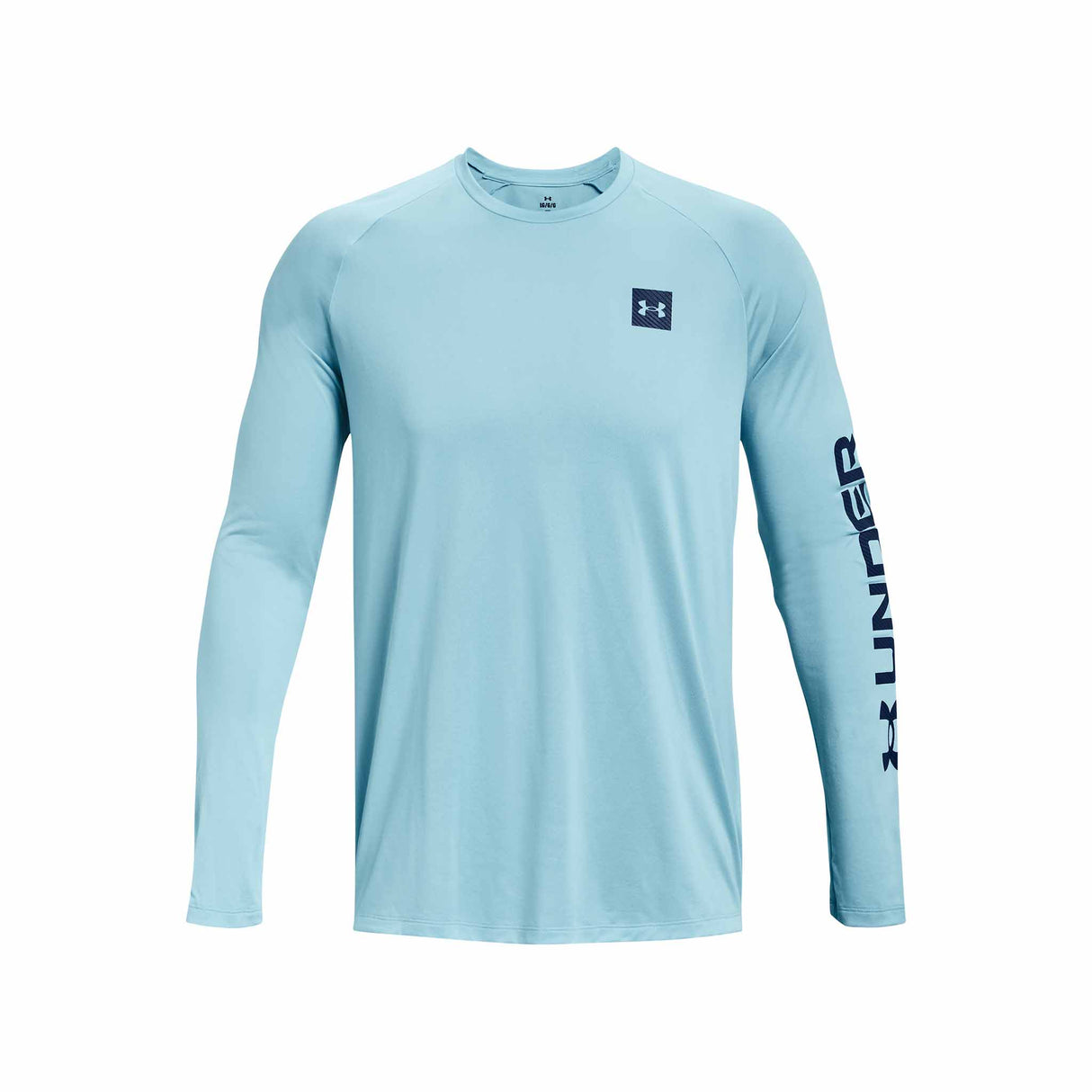 Under Armour Tech Print Fill Long Sleeve t-shirt de course pour homme - Blizzard / Academy